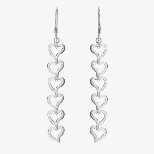 T. H. Baker Sterling Silver Open Heart Dropper Earrings 8.54.0939