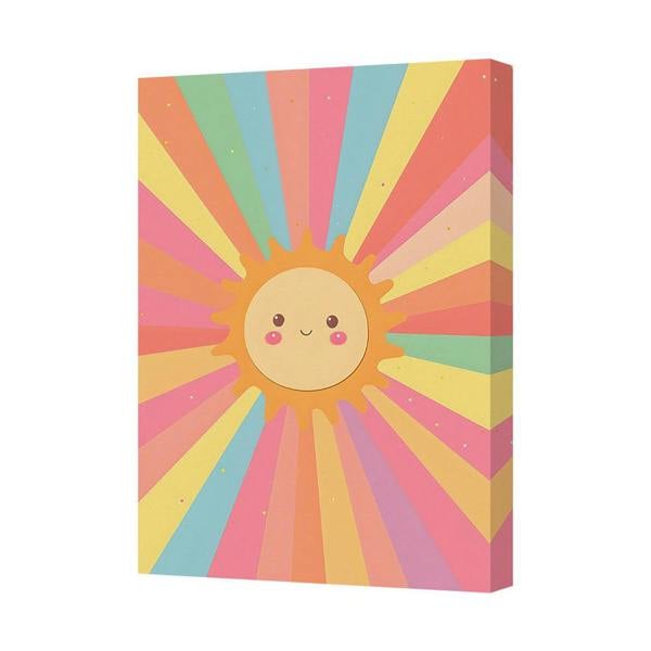 Benjamin Tate Design Colorful Sunburst Canvas Art Print On Deep Wooden Frame UK Handmade