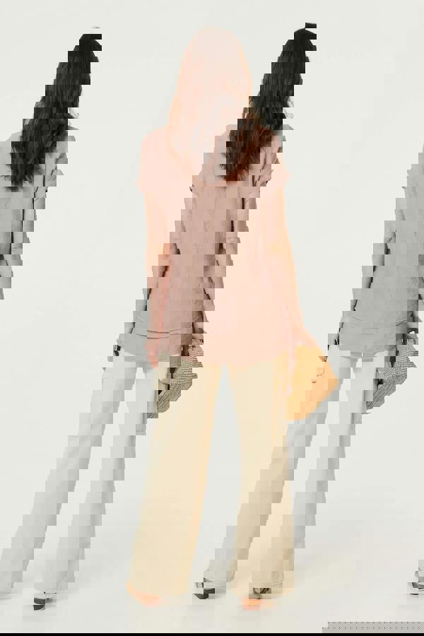 Brown | Layered Hem Short Sleeve Tunic Top