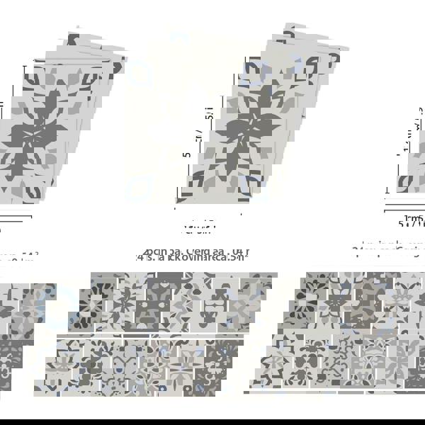 WT1563 - Palace Light Grey Moroccan Wall Tile Sticker Set - 15 cm x 15 cm - 24 pcs