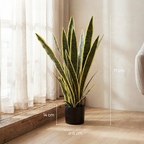 Outsunny Artificial Snake Plant 77 cm 21 Leaves Faux Plant Green Indoor