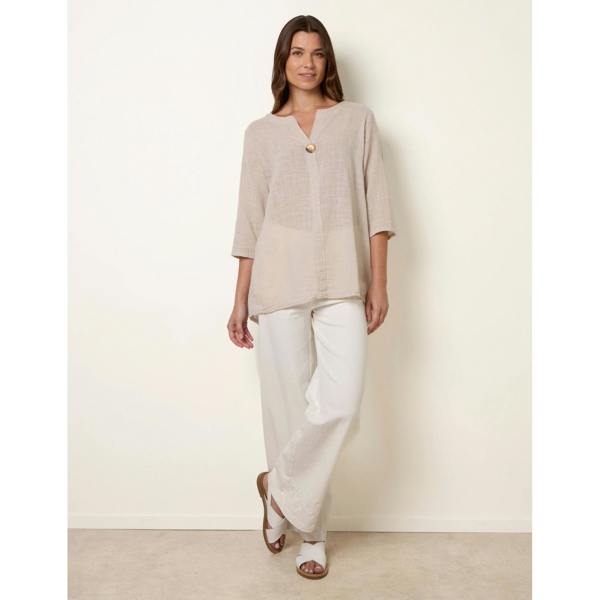 Blue Vanilla One Button Cotton Top