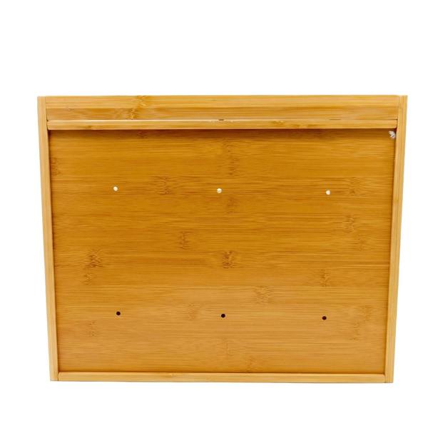 Maison des Cadeaux Large 2-Tier Bamboo Bread Bin with Fluted Windows