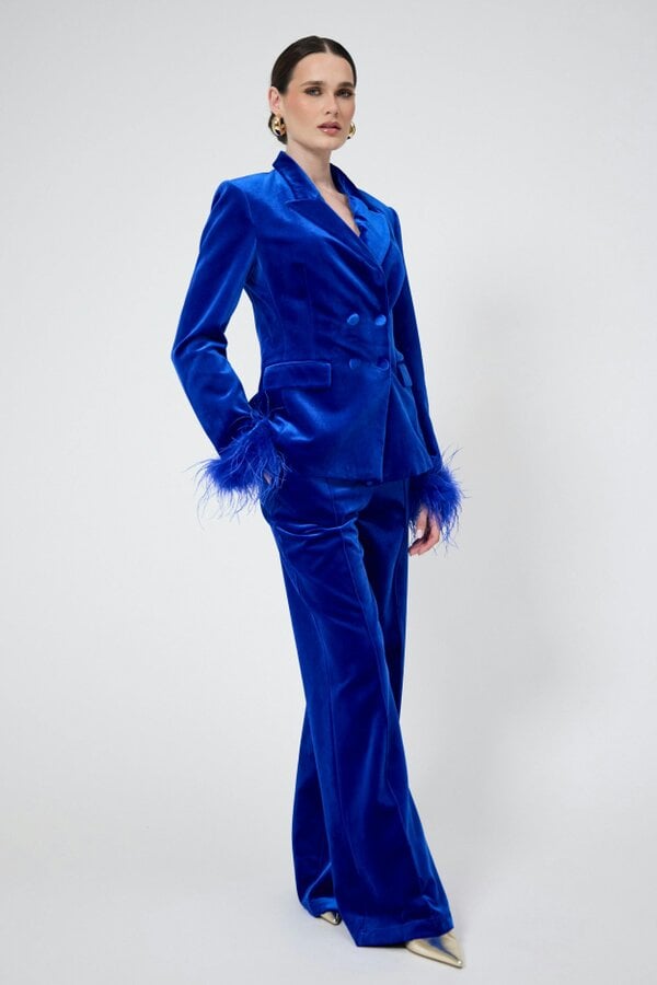 LuvForever Fashion Sapphire - Blue Velvet 3-Piece Blazer Suit