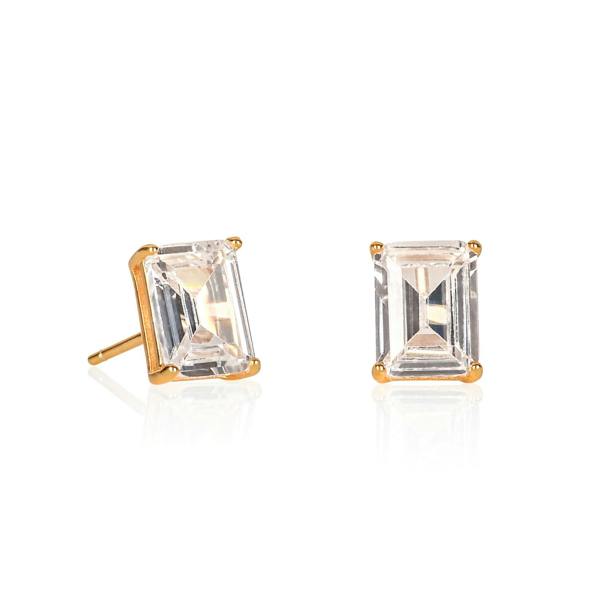 namana Gold Plated 925 Sterling Silver Rectangle Stud Earrings For Women