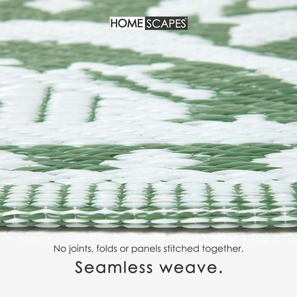 HOMESCAPES Outdoor Rug Luxury Waterproof Reversible, For Garden, Floral Leaf
