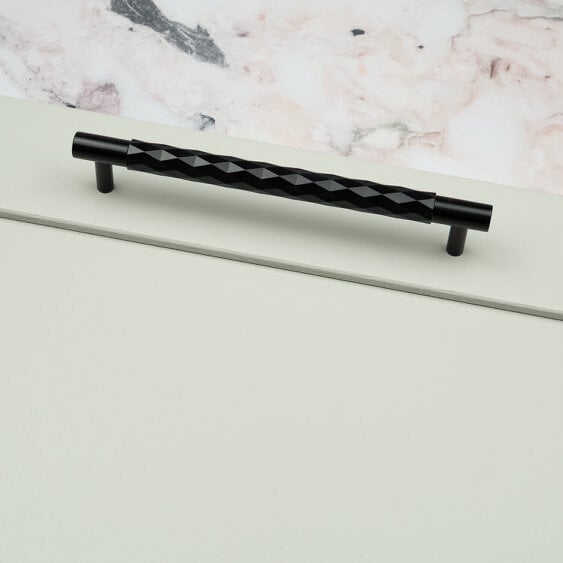 Handle & Home Black Solid Brass Diamond Knurled Handle & Coordinating Knob