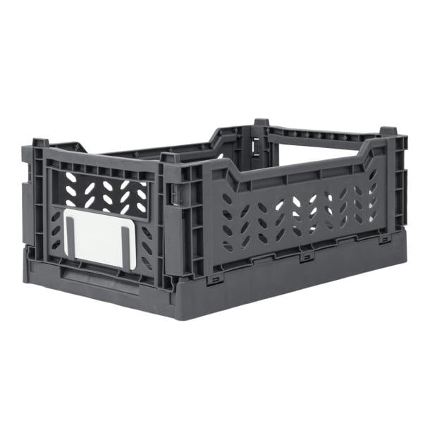JVL STACKIT - Plastic Foldable Storage Crate - 4L - Grey