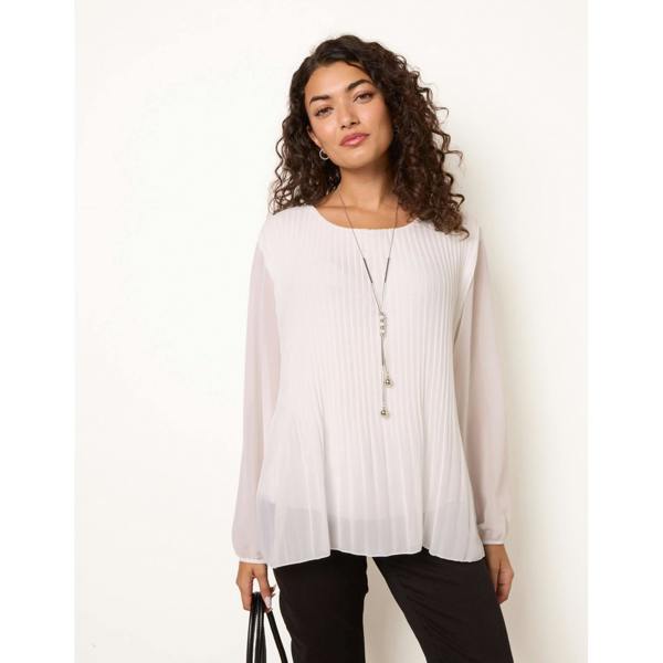 Blue Vanilla Long Sleeve Pleated Top