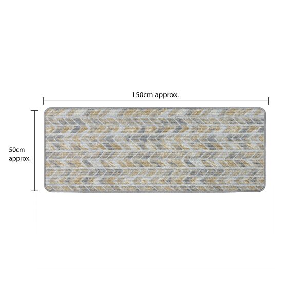 JVL Fiora Machine Washable Indoor Runner and Mat Set - Quartz Chevron