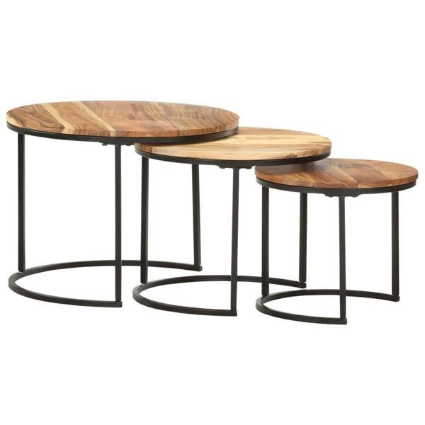 Berkfield Nesting Tables 3 pcs Solid Acacia Wood