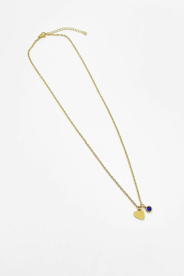 SVNX Mini Heart & September Birthstone Necklace in Gold - Gift Boxed