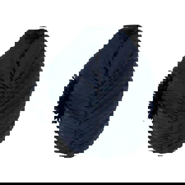 Navy blue Fashy Flower fabric swim cap with black satin flower accent