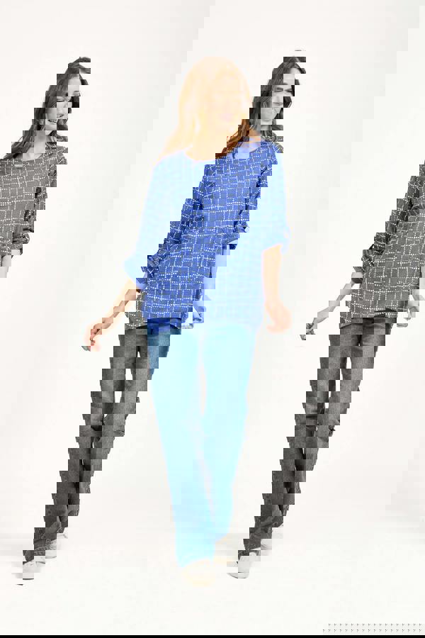 Dotted Check Print Top