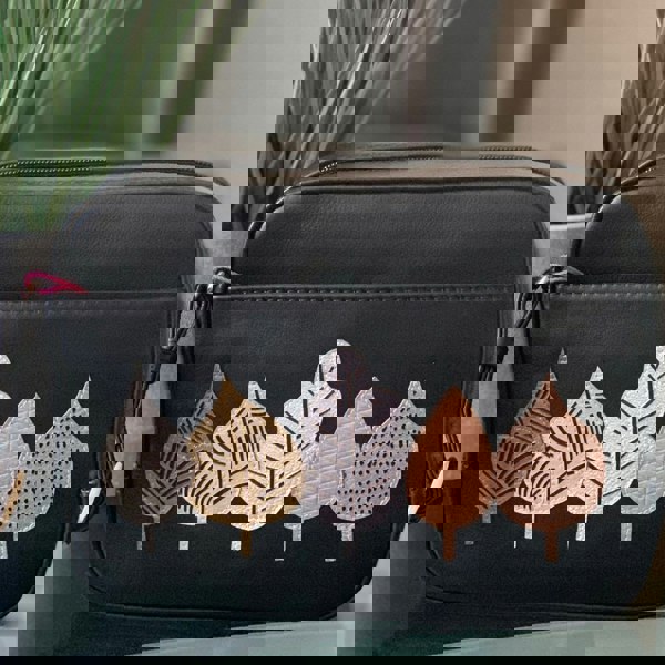 Mala Leather Sienna Crossbody Bag – Genuine Leather – Handstitched Leaf Appliqué