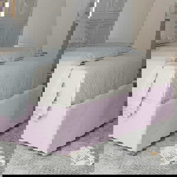 Casa Magna Arabella Upholstered Soft Velvet Metal Bed Frame - Pink