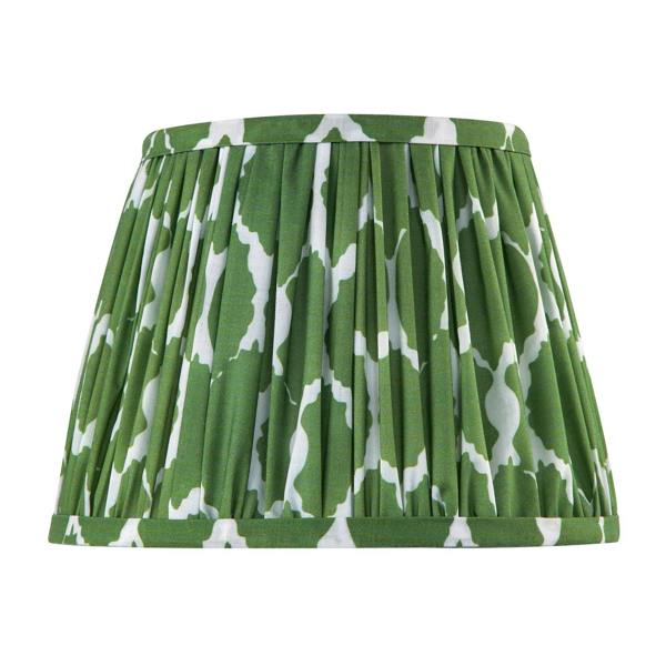 Modern Olive Green Pleated Cotton Fabric Lamp Shade with Wavy Design Image 5