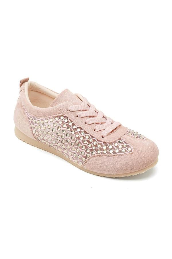 Love Lemonade Crystal Contour Sparkly Panel Trainers Pink
