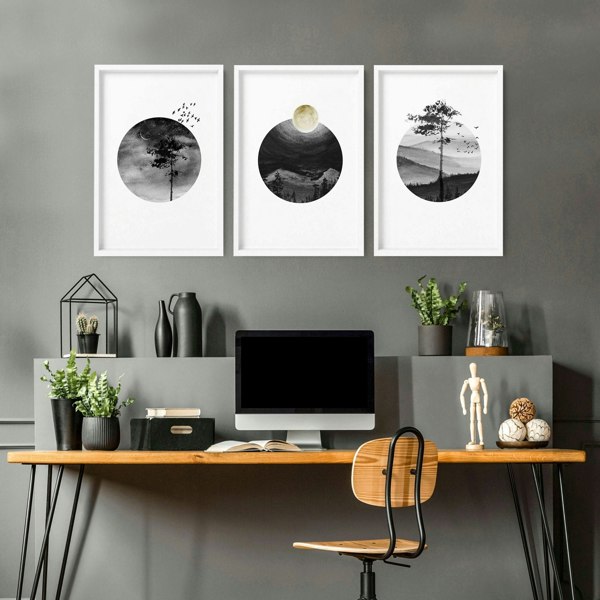 Office wall graphics | set of 3 Scandinavian wall art prints