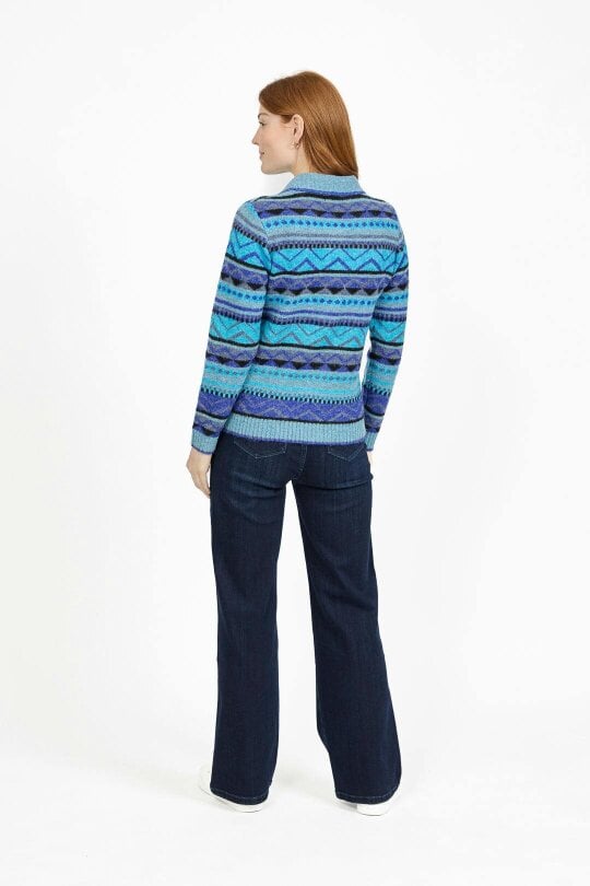 Mudflower Fair Isle Collared Knit Cardigan