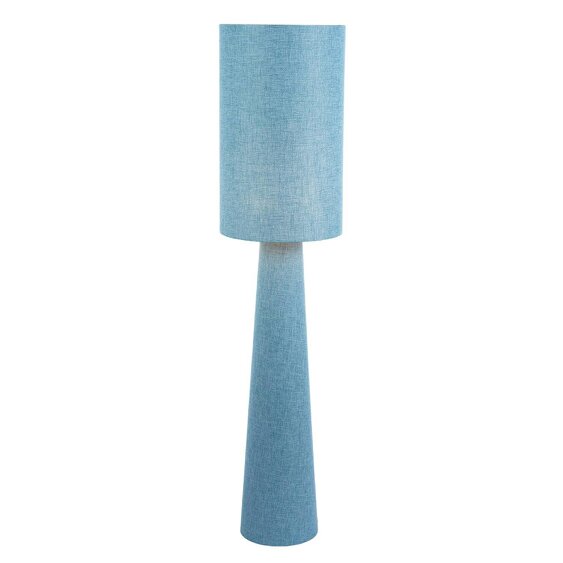 Happy Homewares Modern Blue Nova Linen Fabric Floor Lamp with Drum Shade and Base