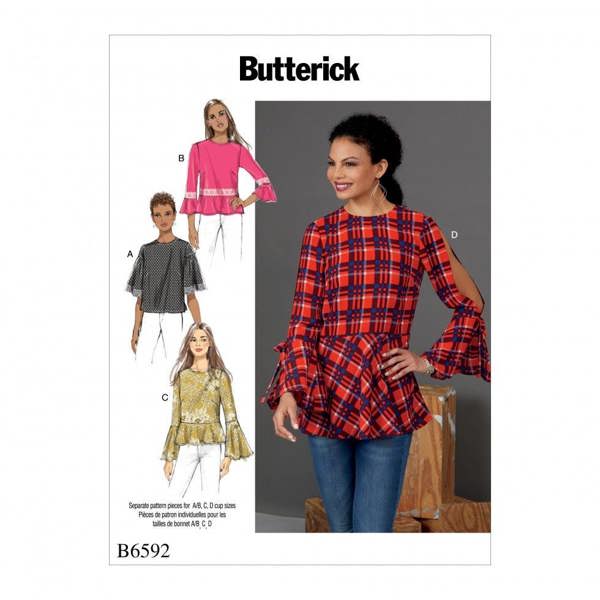 Butterick Sewing Pattern 6592, Tops for Women, A5 (6-8-10-12-14) - Easy