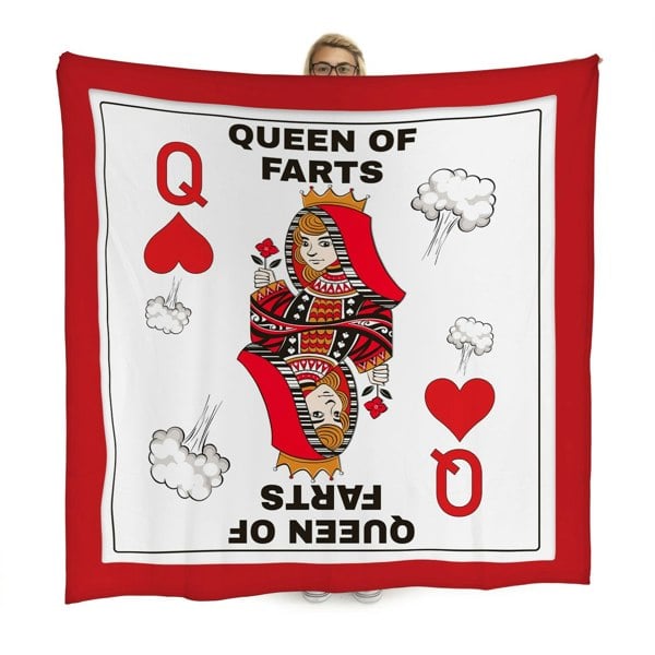 BritishmadeGifts Queen of Farts Playing Card Design - Luxury Fleece Blanket 150cm X 150cm