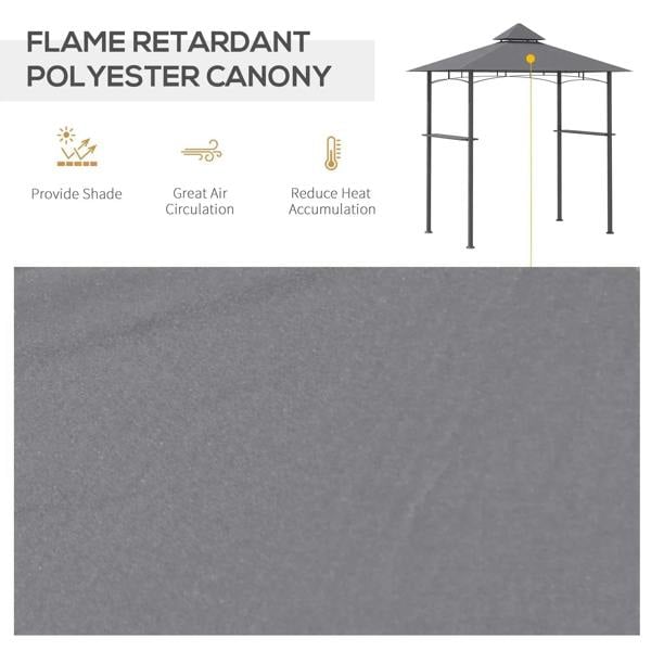 Grey flame-retardant polyester double-tier canopy fabric for BBQ gazebo shelter