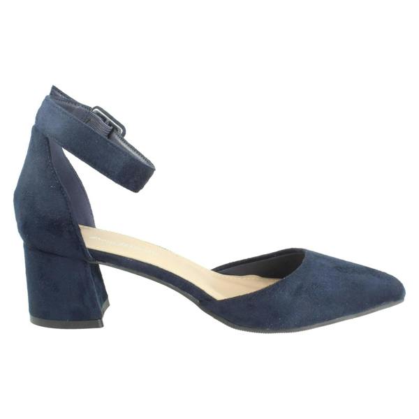 Anne Michelle Ladies Anne Michelle Block Heel Closed Pointed Toe Court Shoes F90125