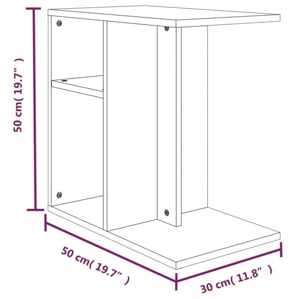 Berkfield Side Table Grey Sonoma 50x30x50 cm Engineered Wood