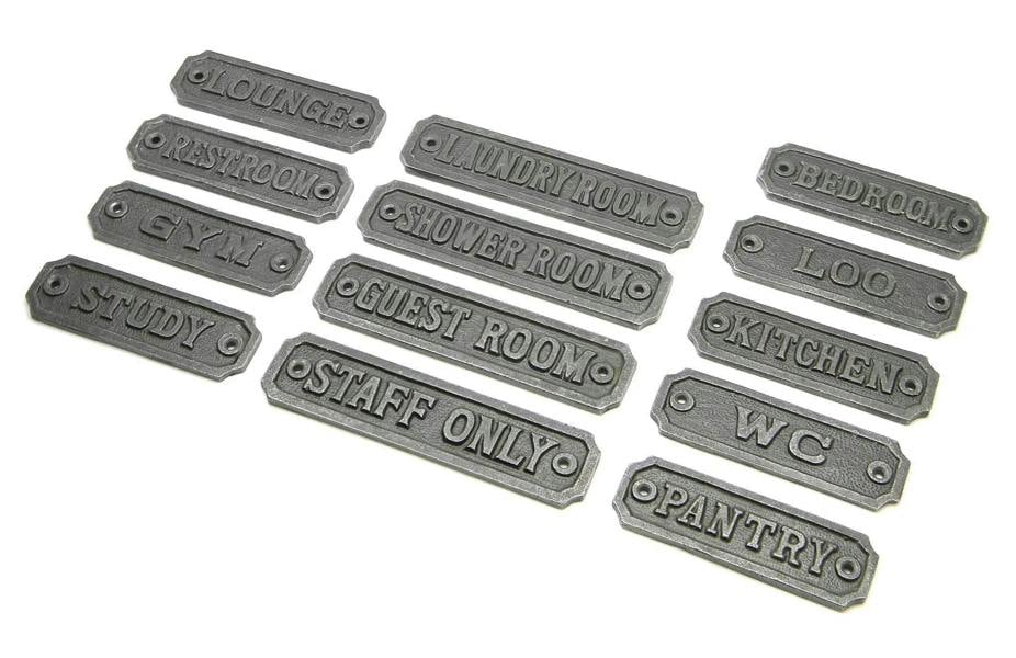 Cast Iron Restroom Door Sign - 110mm x 35mm