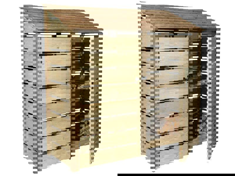 Arbor Garden Solutions Slatted Wooden Log Store with Doors And Shelf W-187cm, H-126cm or 180cm, D-88cm