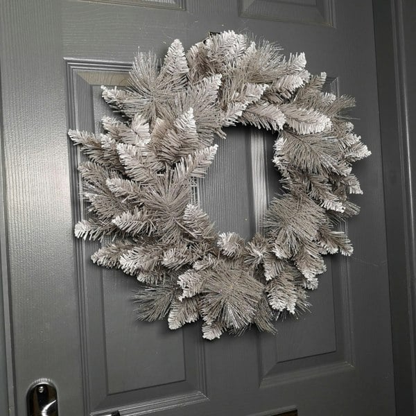 Samuel Alexander 50cm Premier Snow Tipped Silver Christmas Glitter Door Wreath Decoration