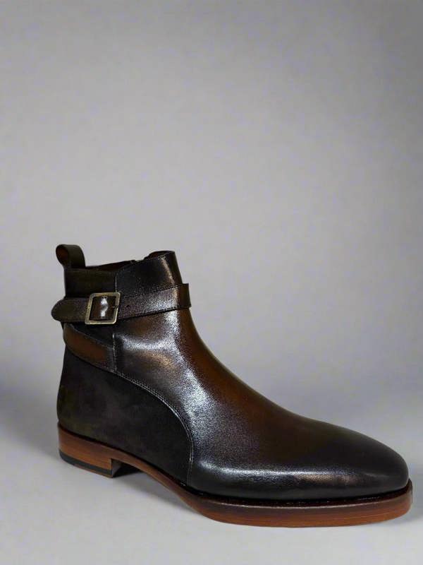 SUEDE + LEATHER HAND PAINTED BOOT -  Q - 01 - 8340 – Premium Men's Patterned Shirt by Claudio Lugli | Bold Design, Tailored Fit, Best Printed Shirts