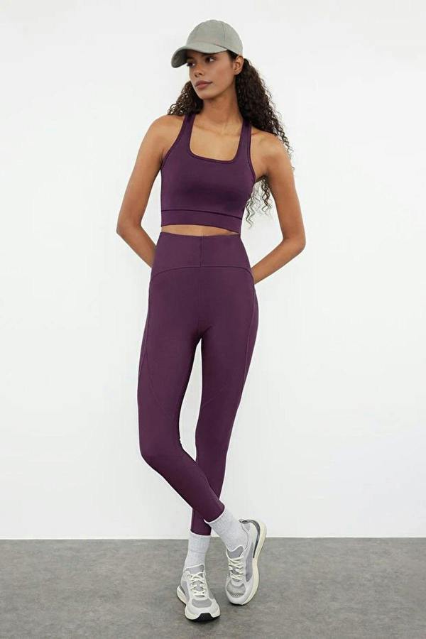 WOVCOR Padded, Thick-Strapped Knitted Sports Bra with Back Detail