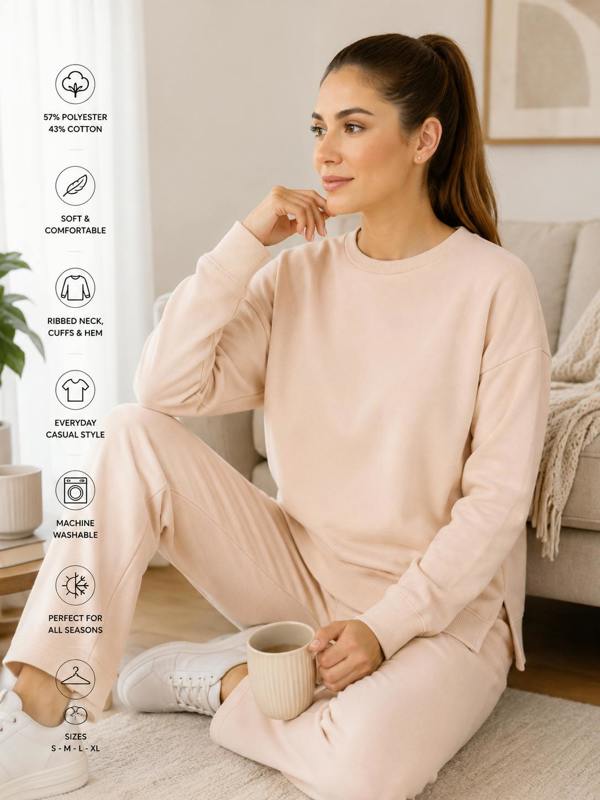 Smart Living Ladies Longline Crewneck Sweatshirt - Blush