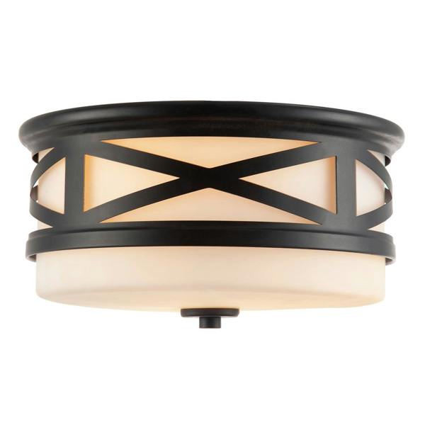 Vintage Classic Bathroom Flush Ceiling Light Fitting in Matte Black Image 3