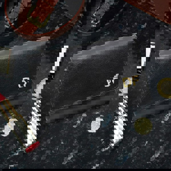 Personalised Memento Company Personalised Gold Initials Black Purse