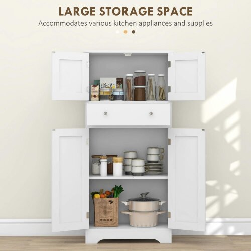 Wyld Haus Elne Vael Wooden White Freestanding Multi Storage Kitchen Cabinet