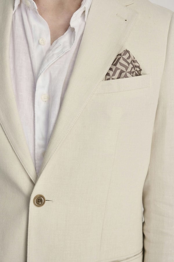 Harry Brown London Giacomo Slim Fit Cotton Linen Suit Jacket in Stone