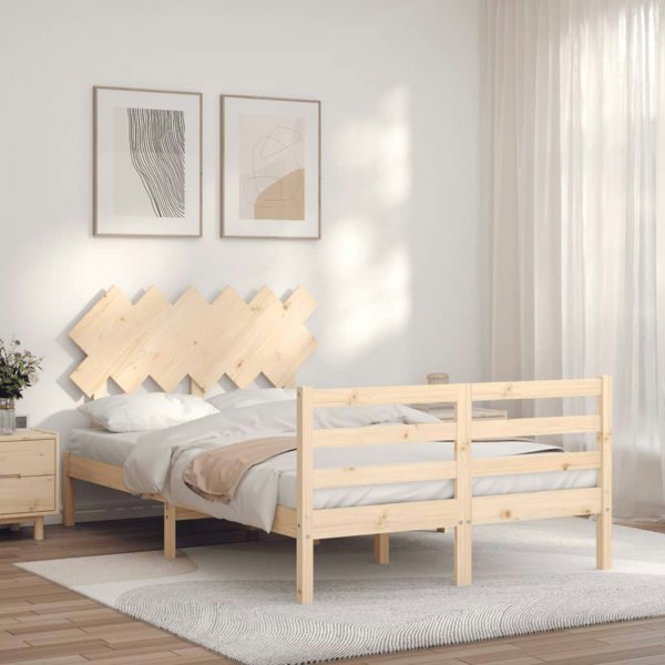 Berkfield Bed Frame with Headboard Double Solid Wood