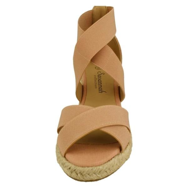 Savannah Ladies Savannah Elasticated Strap Wedge Heeled Sandals F2300