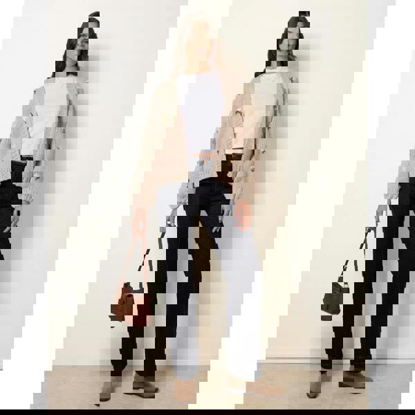 Blue Vanilla Flower Embroidery Detailed Cardigan - Stone