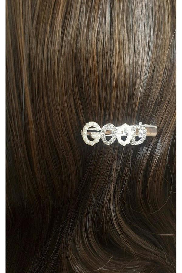 Chelsy Slogan Diamante And Pearl Hair Clip - Assorted