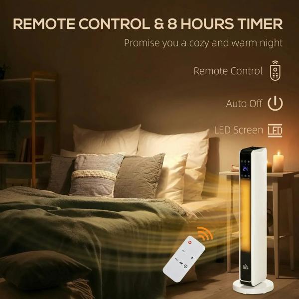 White space heater with remote control and LED display