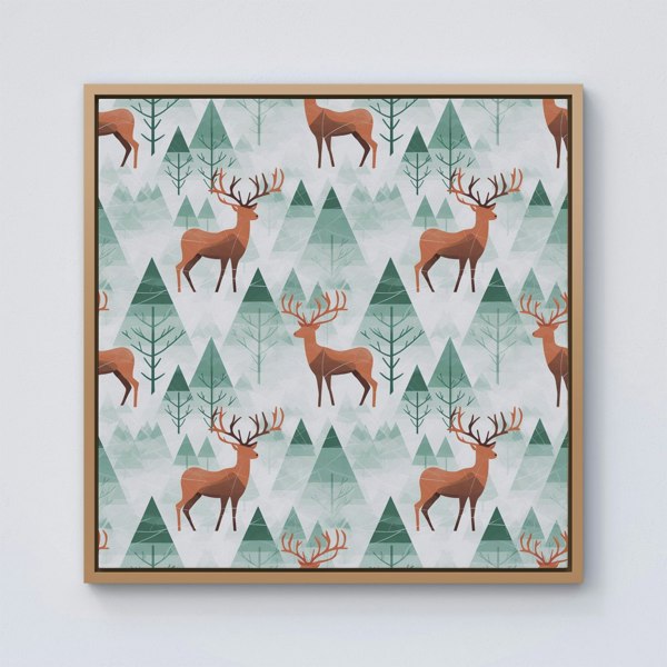 Warren Reed Reindeer On A Snowy Landscape Framed Canvas