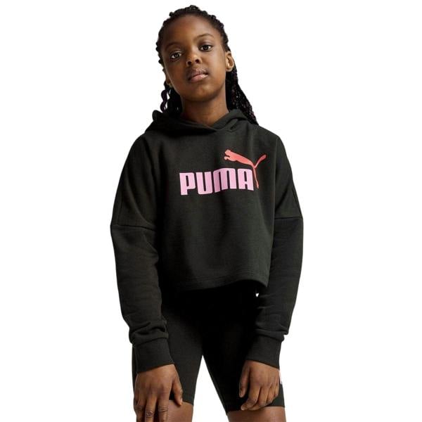 Puma Girls Logo Relaxed Fit Crop Hoodie - Puma Black - 