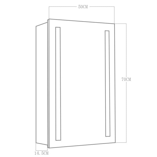 70cm Height Modern LED Illuminated Bathroom Mirror Cabinet with Socket Bathroom Mirror Cabinets Living and Home