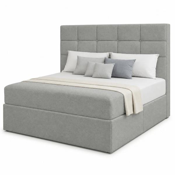 Great British Beds Cube Divan Bed - Silver Plush