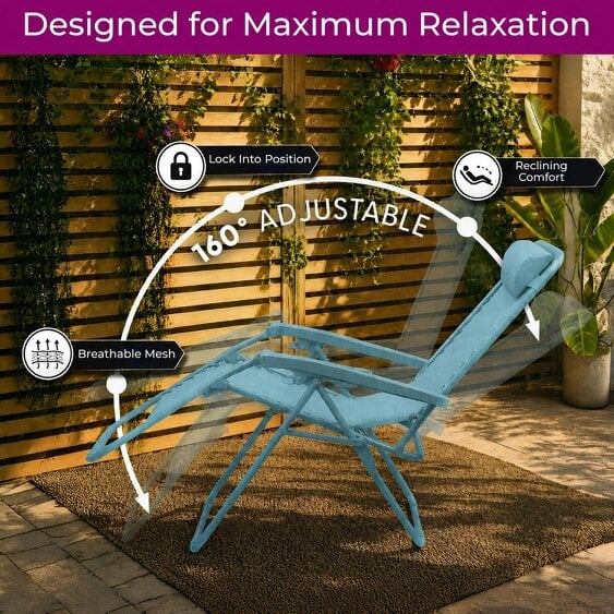 Neo Aqua Zero Gravity Recliner Garden Sun Loungers Set of Two